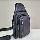 Сумка-слінг чоловіча чорна через плече з натуральної шкіри TIDING BAG 68223
