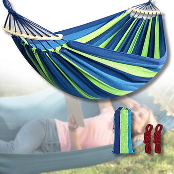 Тканинний туристичний гамак 200х80 см з дерев'яною планкою