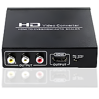 Конвертер HDMI на HDMI + AV CVBS (RCA тюльпани) Addap HDMI2CVBS-01 | HDMI спліттер на RCA + HDMI, 1080P