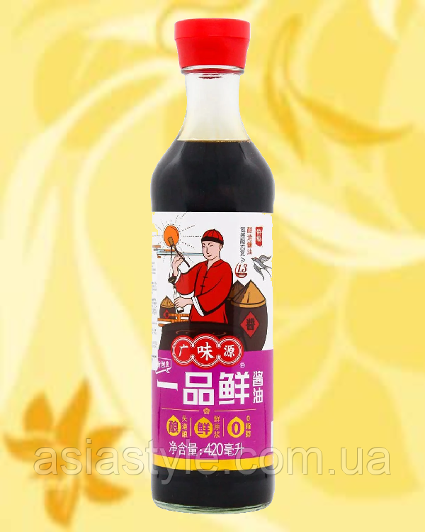 Легкий соєвий соус преміум-класу, Легкий соєвий соус преміум, Light Premium Soy Sauce, GWY, 420 мл, Китай, В, фото 1