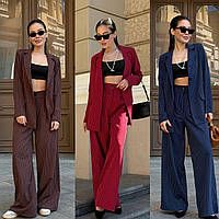 Класичний брючний костюм у смужку піджак і штани 42-44 46-48