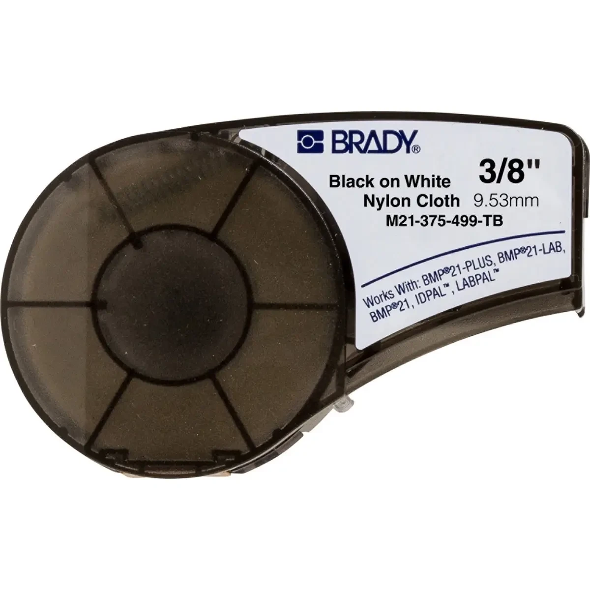 Нейлонова стрічка 9.53 мм 4.87 м Brady M21-375-499-TB для термінальних блоків чорний на білому