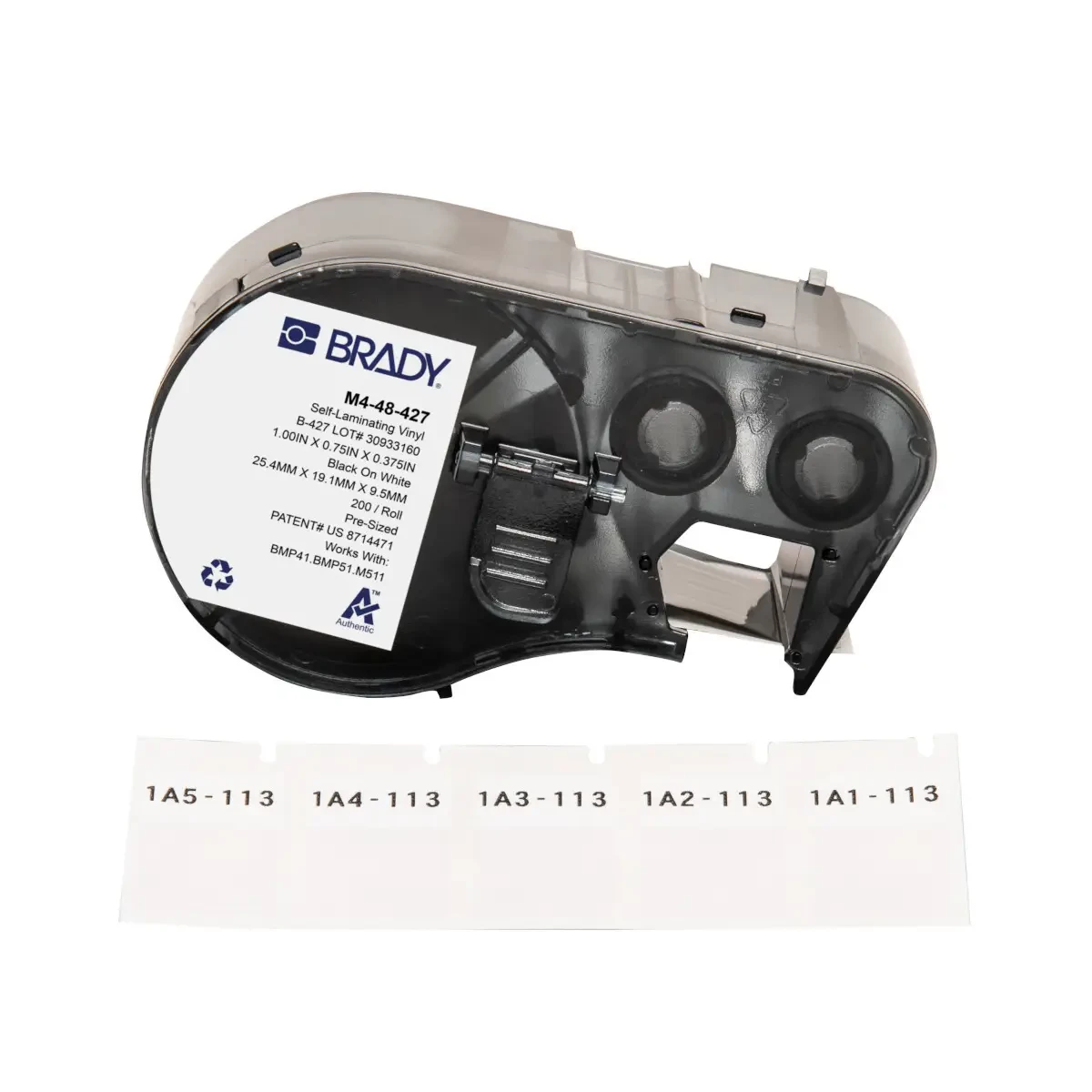 Самоламінуючі етикетки Brady M4-48-427 для кабелів Ø3–5 мм