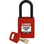 Замок SafeKey нейлон, дужка 38 мм, колір червоний