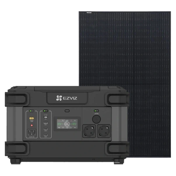 Система автономного живлення однофазна Ezviz CS-PS1300 (CN066)(FR) + Risen Solar RSM40-8-400MB Full Black, фото 1