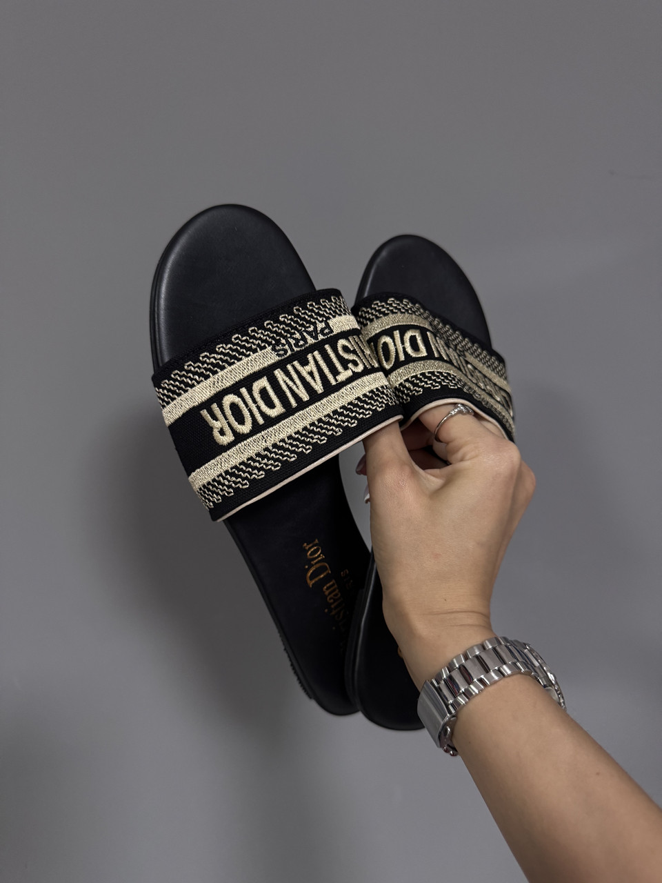 CHRISTIAN DIOR DWAY SLIDE BLACK (9) 💚, фото 1