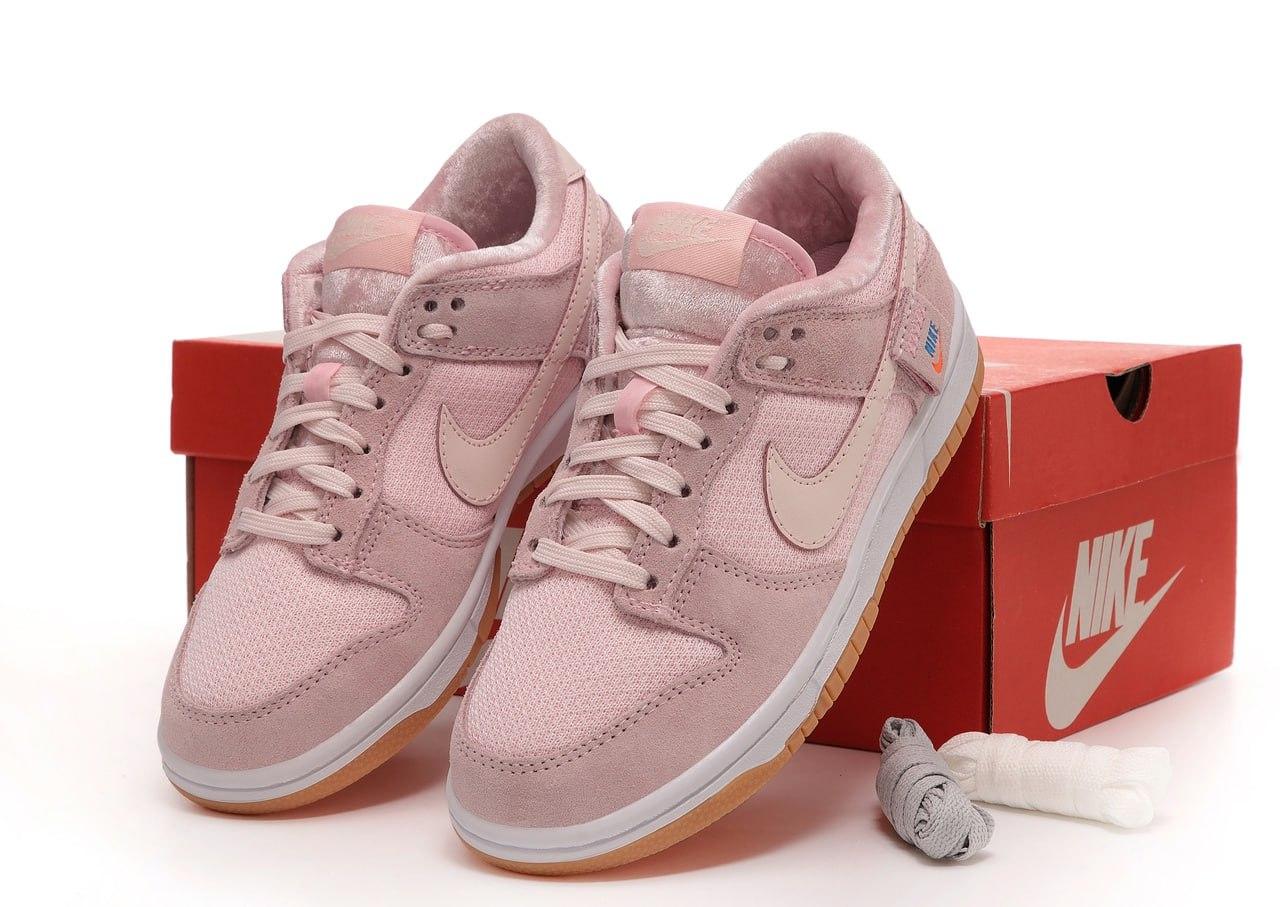 Жіночі кросівки Nike SB Dunk Teddy Bear Pink Рожеві Взуття Найк СБ Данк низькі замша текстиль демісезон