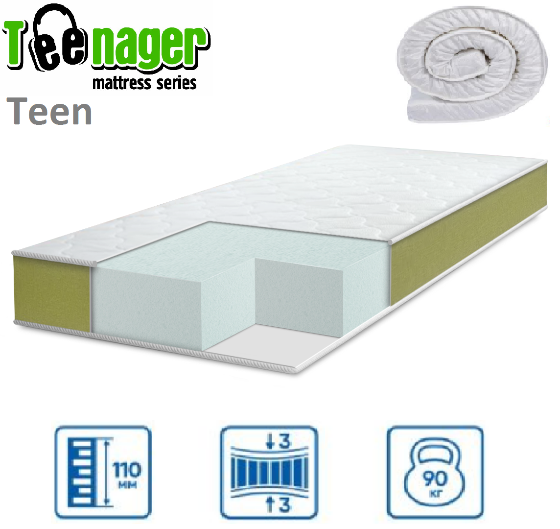 Матрац безпружиний Teen 11см 80*160 (Вакумне скручування!), фото 1