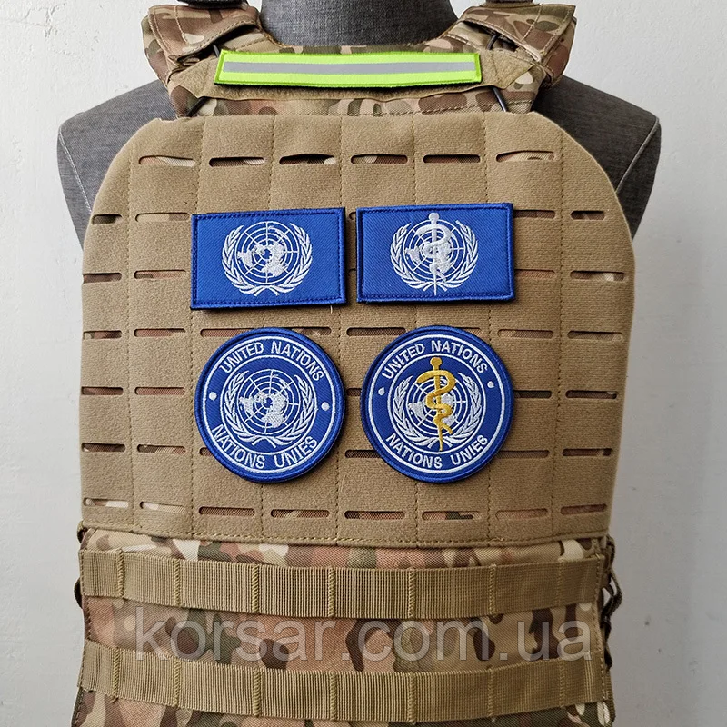 Нашивка значок липучка патч ООН, ЄС UN EU ВООЗ WHO, фото 1