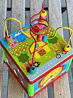 Дерев'яна іграшка Центр розвиваючий MD 0880 куб, лабіринт на дроті, розмір 18-27-18см, лабіринт, шестерні, в коробці 19,5-16-18,5, фото 5