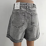 Шорти Zeo basik жіночі джинсові  з високою посадкою без стрейчу 27 сірі, фото 5
