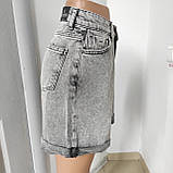 Шорти Zeo basik жіночі джинсові  з високою посадкою без стрейчу 27 сірі, фото 6