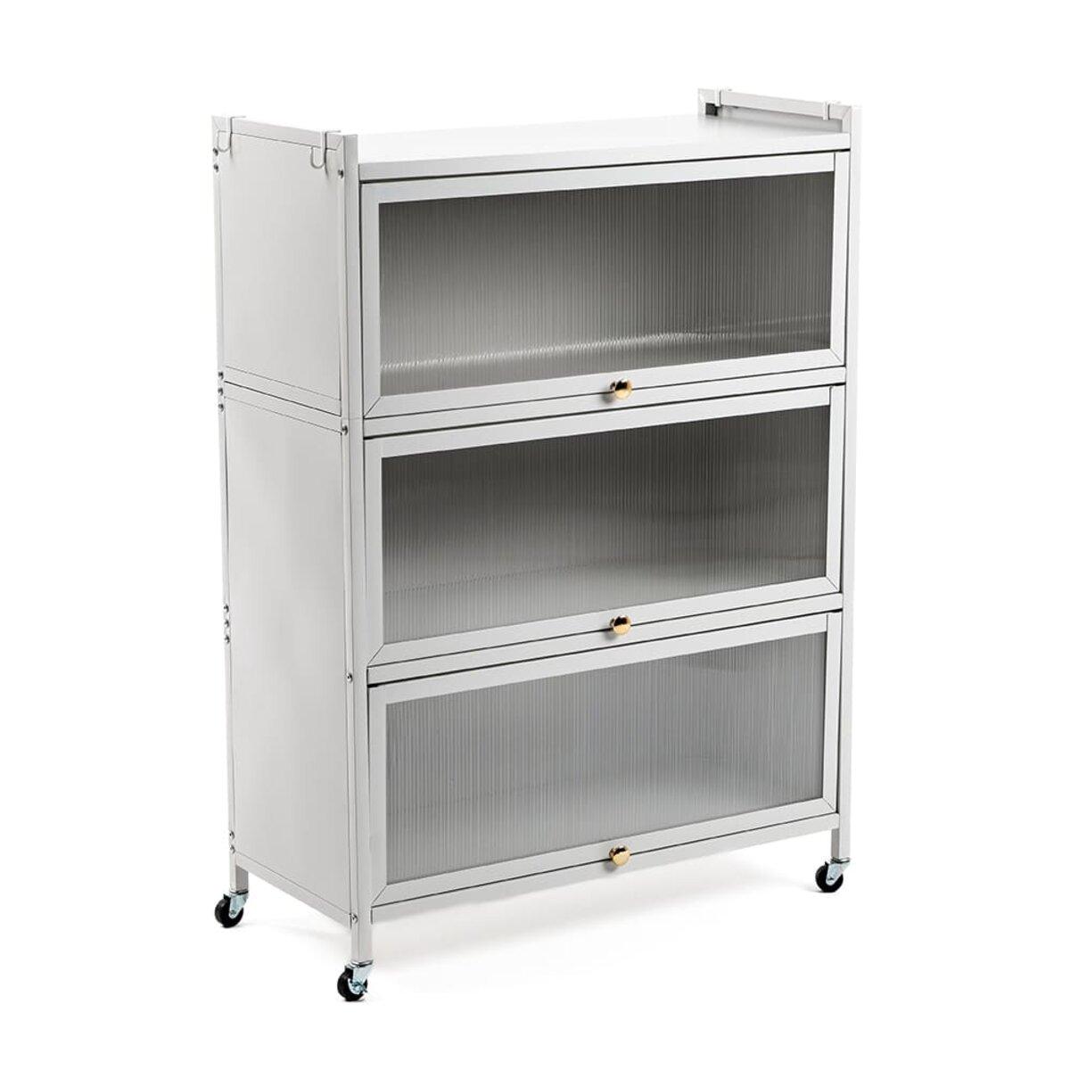 Шафа мобільна для зберігання розкладна триярусна з сталі 70х36х112,8см Світло-сірий SW-00002116, фото 1