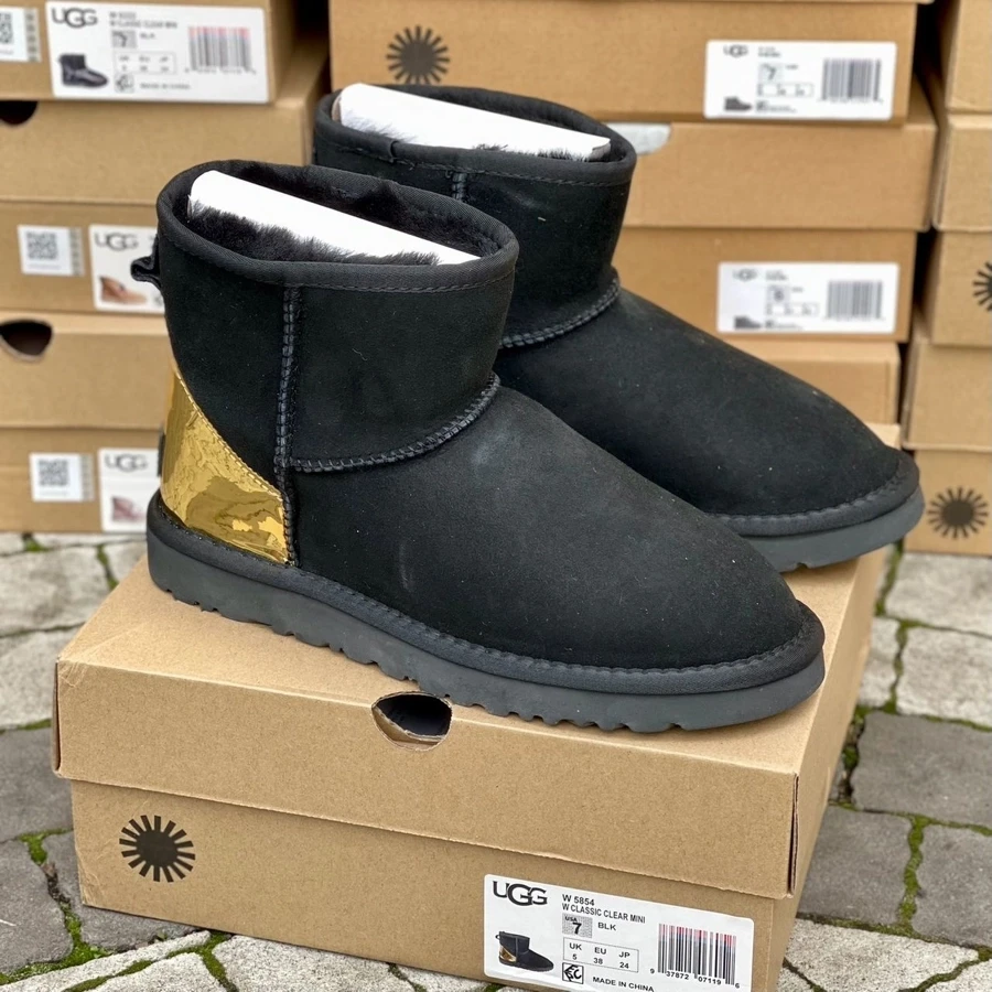 Ugg Black Gold Metallic Suede, фото 1