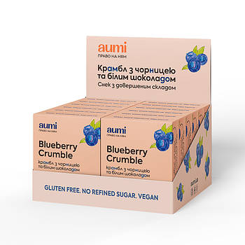 Чорничний крамбл, безглютеновий вівсяно-горіховий снек, шоубокс 12х35г