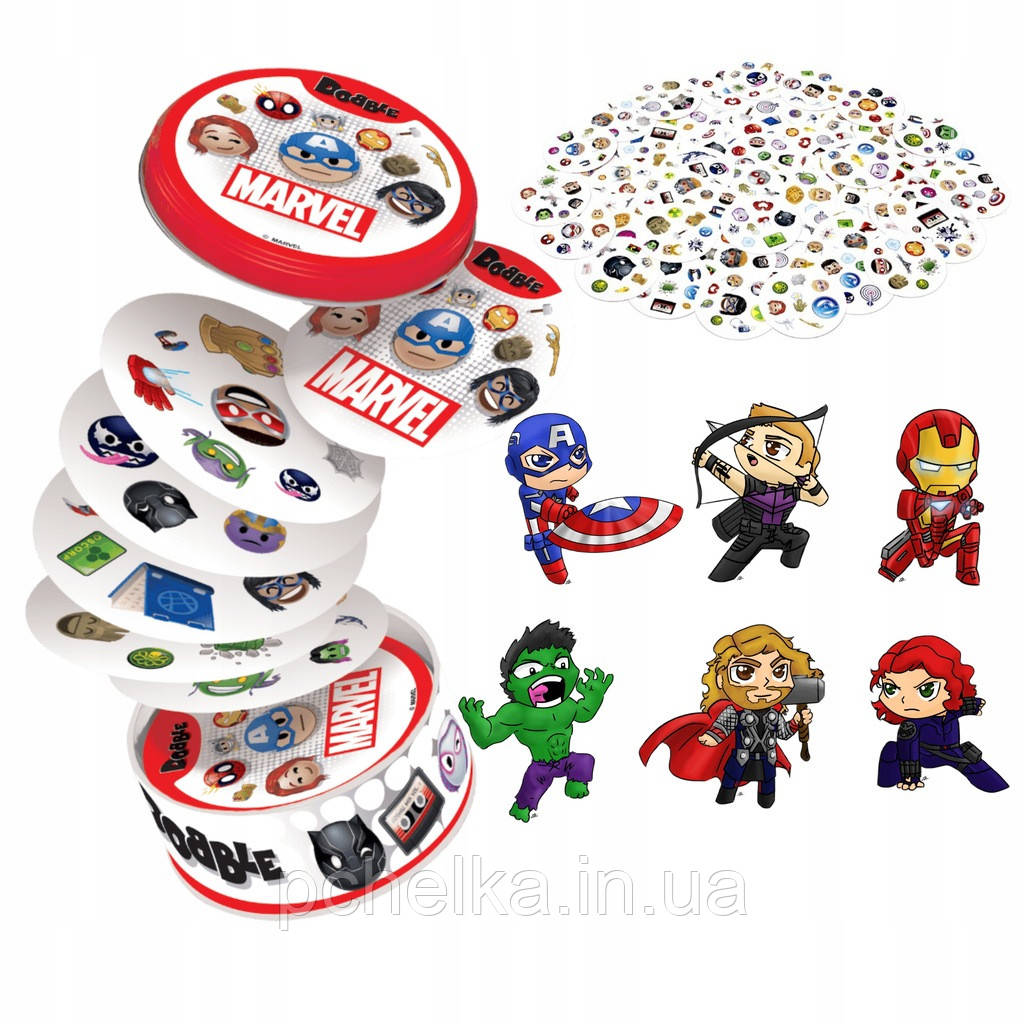 Настільна гра Spot it! Dobble Marvel, Доббль Марвел для дітей, фото 1