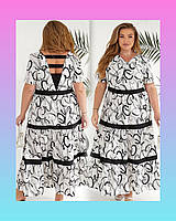 Жіноча біла літня сукня батал плаття з принтом великого розміру