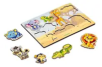 Дерев'яний сортер-вкладиш "Африканські тварини" Puz-88742 PuzzleOk, фото 2