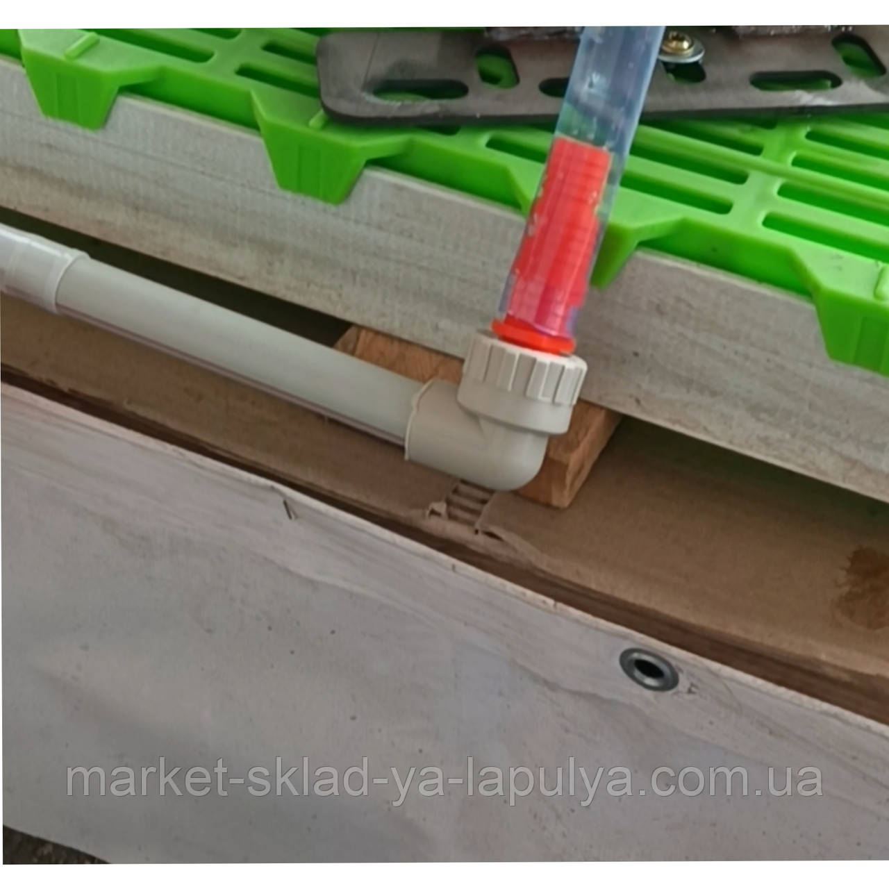 Коліно 20 мм+пластикова труба 20мм+ перехідник для 20мм шланги, фото 1