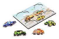 Дерев'яний сортер-вкладиш "Машинки" Puz-88743 PuzzleOk, фото 2