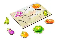 Дерев'яний сортер-вкладиш "Овочі" Puz-88740 PuzzleOk, фото 2