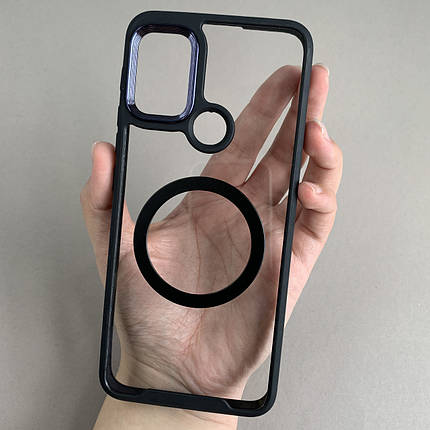 Чохол для Motorola G10 прозорий чохол з чорною рамкою з кільцем магсейф на телефон моторола г10 q08j, фото 1