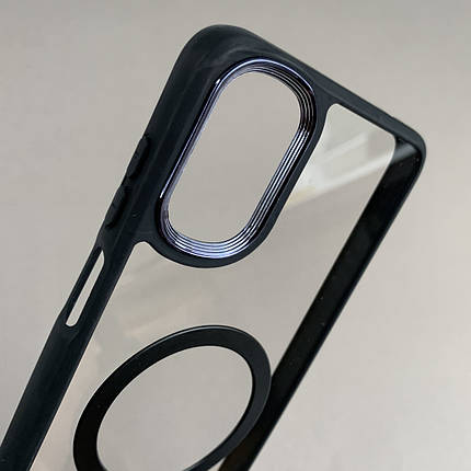 Чохол для Motorola G22 прозорий чохол з чорною рамкою з кільцем магсейф на телефон моторола г22 q08j, фото 2