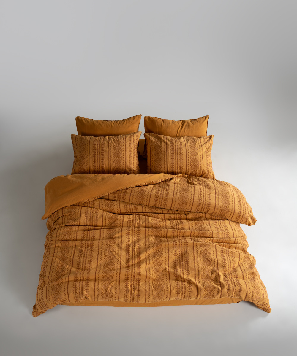 Постільна білизна Limasso Stonewashed 200 х 220 см Coastal Trio Mustard, фото 1