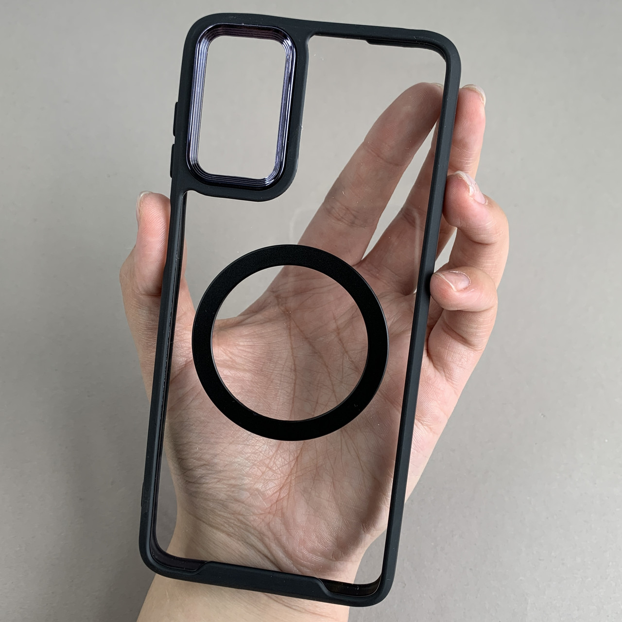 Чохол для Motorola G42 прозорий чохол c чорною рамкою з кільцем магсейф на телефон моторола г42 q08j