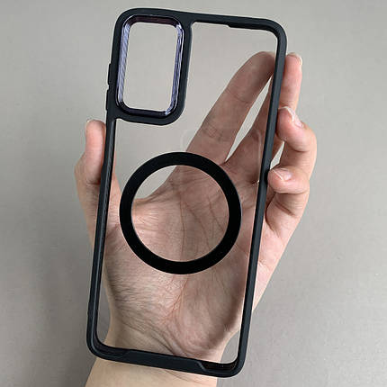 Чохол для Motorola G42 прозорий чохол c чорною рамкою з кільцем магсейф на телефон моторола г42 q08j, фото 1