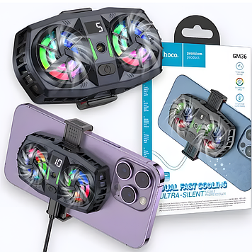 Кулер для телефона з активним охолодженням морозильний вентилятор для смартфона з RGB підсвіткою від Type-C Hoco