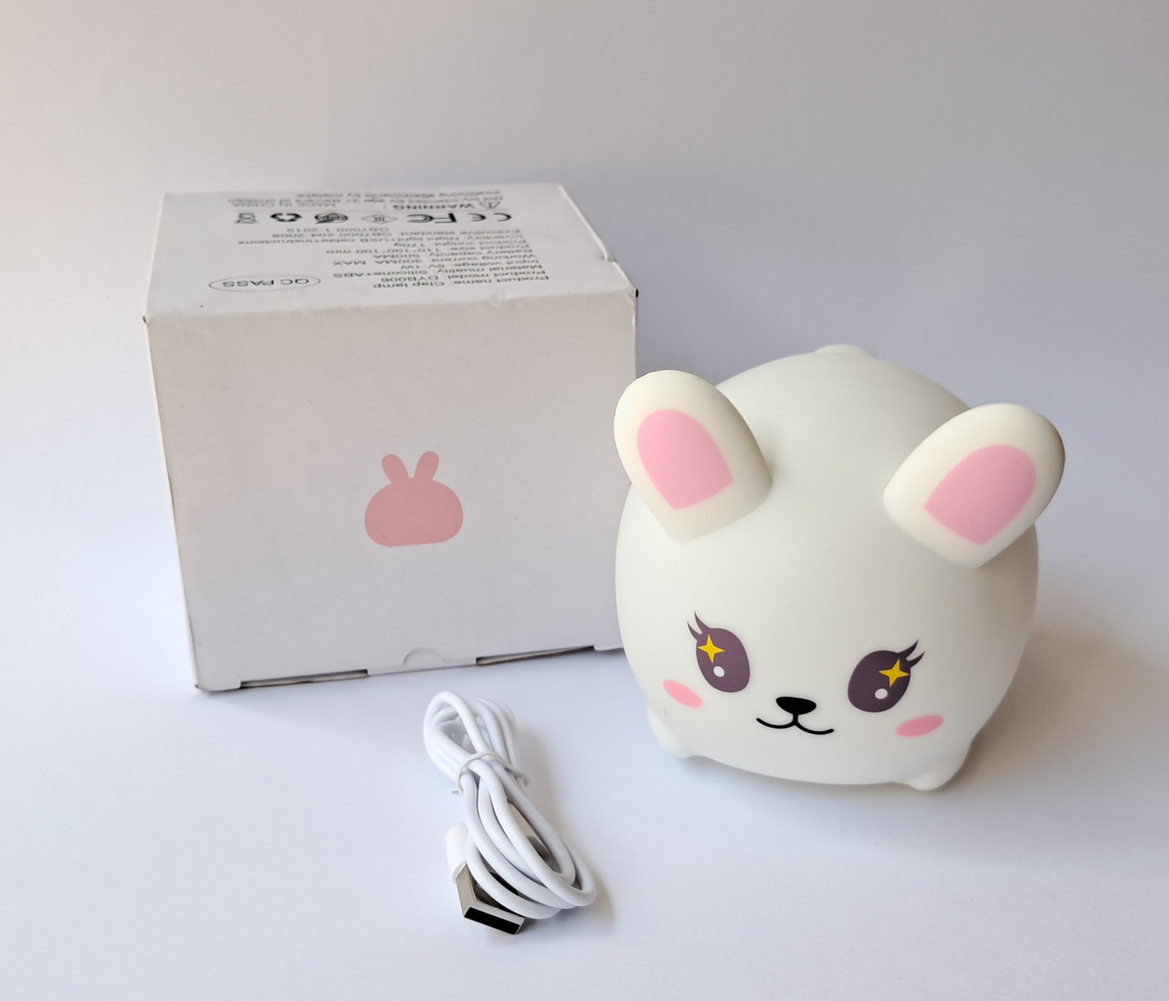 Силіконовий нічник у вигляді Кролика USB YH-8221 білий 500мАч, фото 1