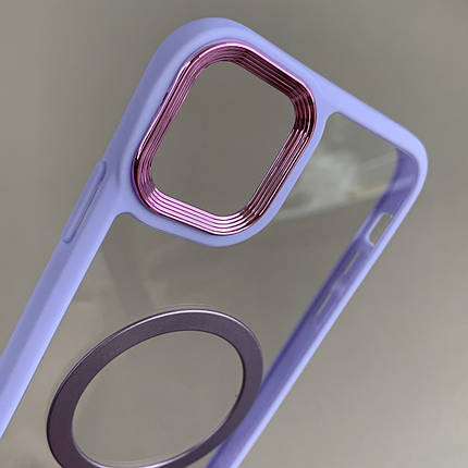 Чохол для iPhone 11 прозорий чохол із бузковою рамкою з кільцем магсейф на телефон айфон 11 q08j, фото 2