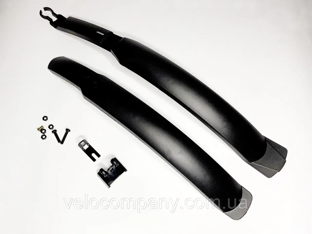 Крила на велосипед щитки болотники PM-27 24-28" пластик переднє+ заднє чорні, фото 1