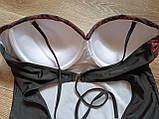 Суцільний закритий злитий жіночий купальник бандо р.XL (48-50), формована чашка + push up, фото 4