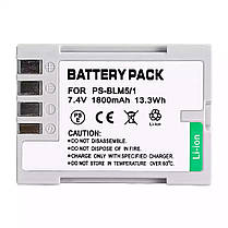 Aкумулятор PS-BLM1, BLM5 для Olympus E-1, E-3, E-30, E-520, E-300, E-330, E-500, E-510 - 1800mAh, фото 2