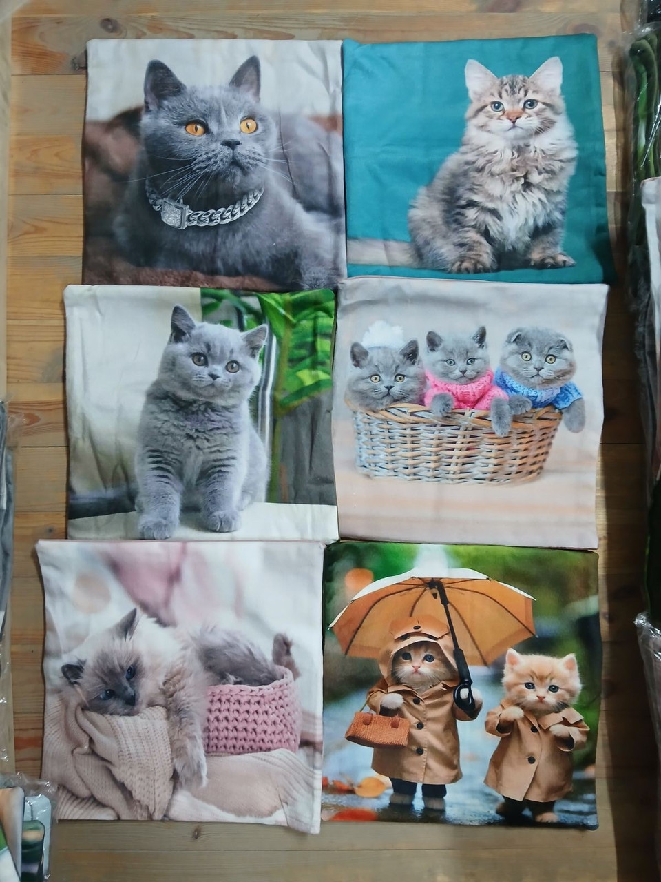 Наволочки велюрові з котиками 45х45 см, фото 1