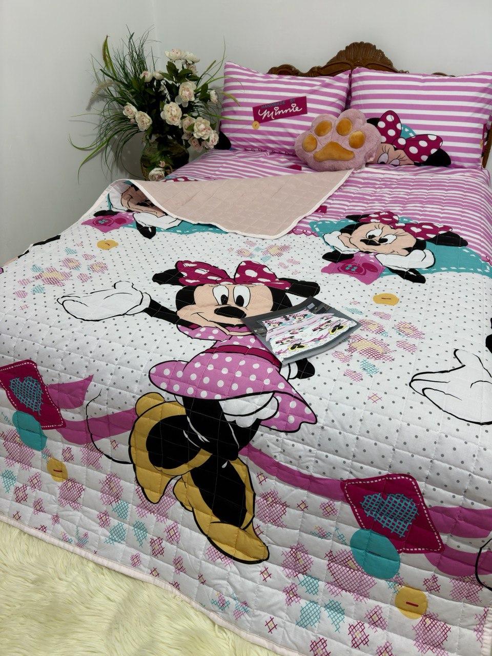 Детское полуторное постельное белье с одеялом-покрывалом 100% хлопок с Минни Маус, фото 1