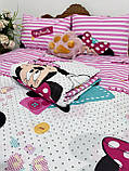 Детское полуторное постельное белье с одеялом-покрывалом 100% хлопок с Минни Маус, фото 3
