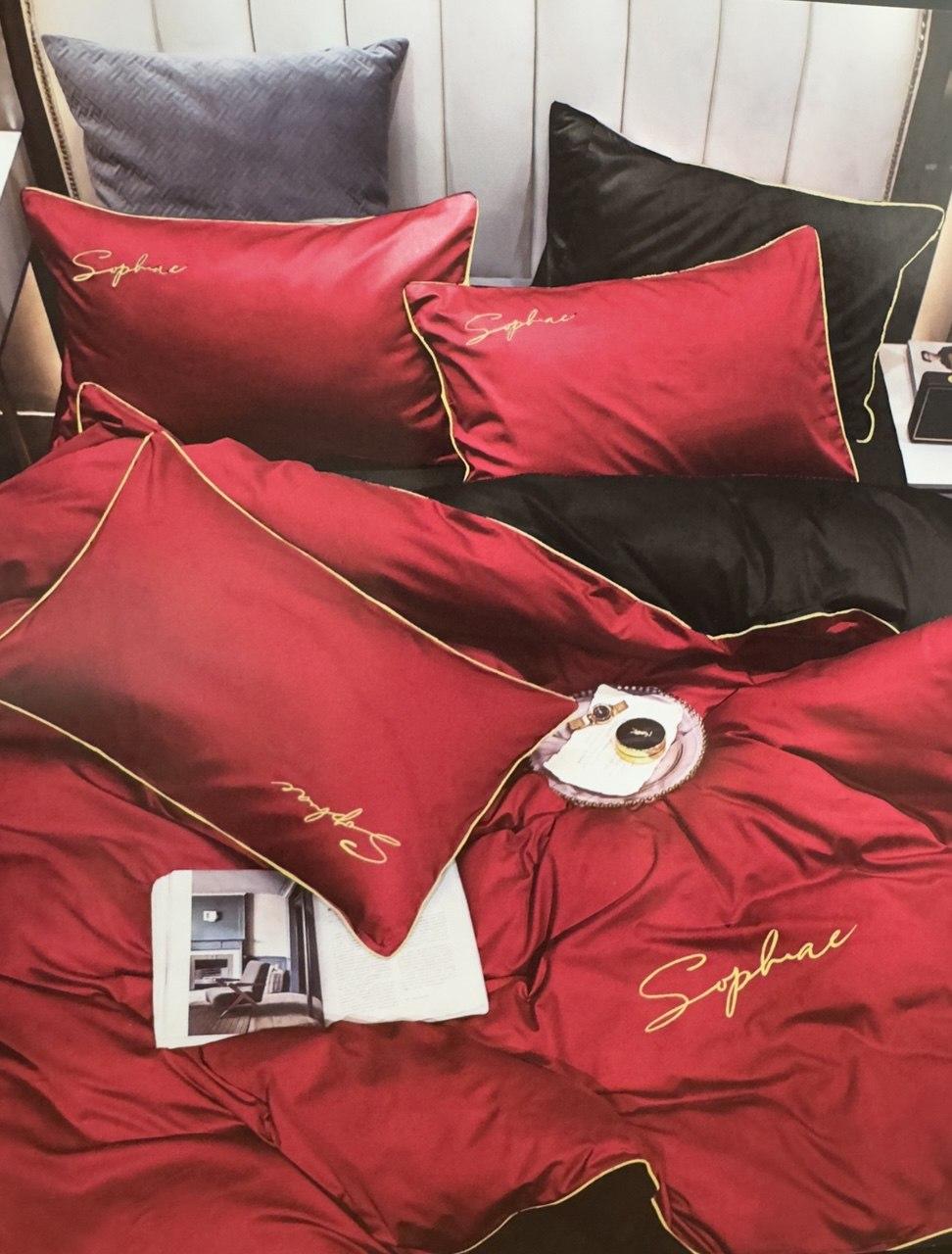 Постільна білизна євро Крап Сатин/Комплект постільної білизни з вишивкою, фото 1