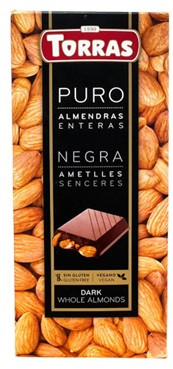 Шоколад чорний Torras Puro Almendras з мигдалем 150 г Іспанія, фото 1