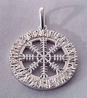Шолом Жаху (Агисх`яльм) в Рунічному Колі скандинавський оберіг із срібла 925й проби