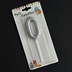 Свічка в торт 0, срібло