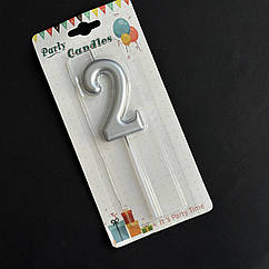 Свічка в торт 2, срібло