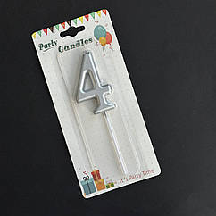 Свічка в торт 4, срібло