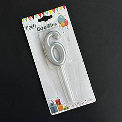 Свічка в торт 6, срібло