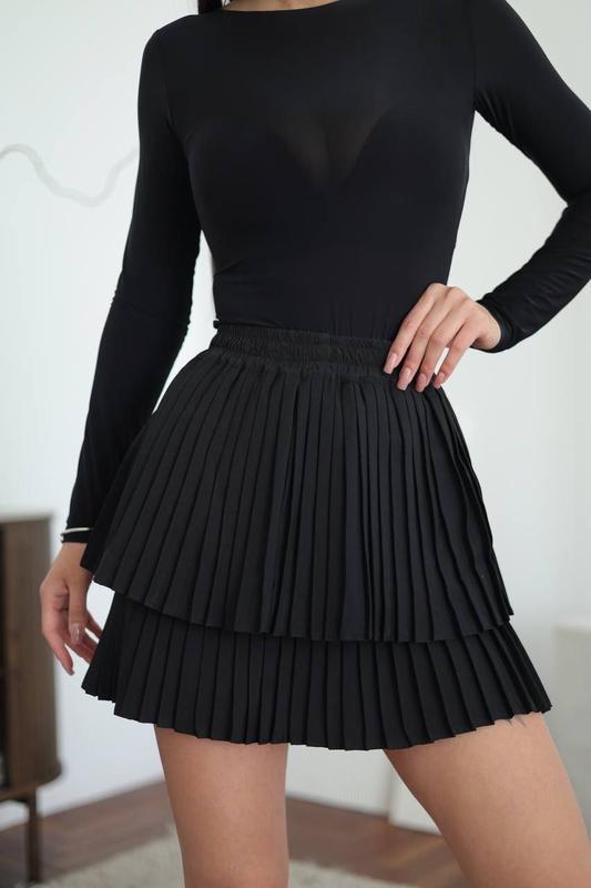 Нарядна міні спідниця пліссе зі складками і високою посадкою, фото 1