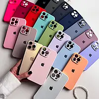Чохол Silicone Case 14 Pro Max Закрита камера для iPhone Квадратні борти