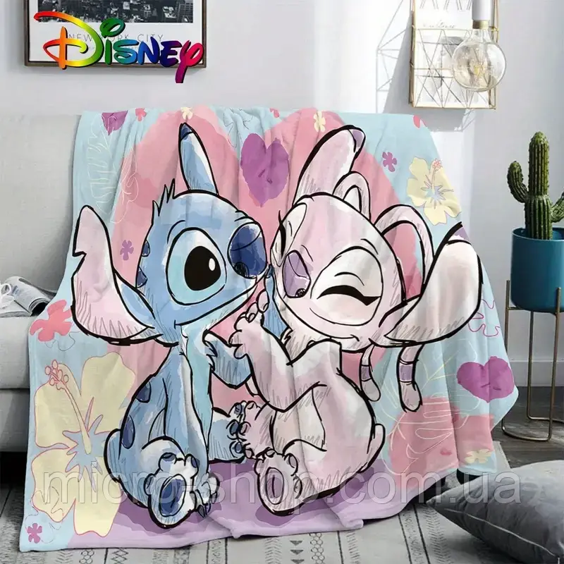 Плюшевий плед ковдра покривало Стіч та Ангел Ліло та Стіч Lilo & Stitch 150х200 см, фото 1