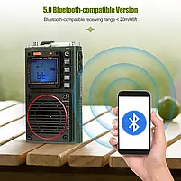 Радіоприймач багатофункціональний RETEKESS TR111 з акумулятором FM AM SW VHF WB LED-дисплей MP3 TF Bluetooth, фото 6